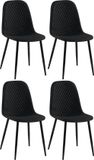 CLP Giverny Set van 4 eetkamerstoelen - zonder armleuning - zwart Stof