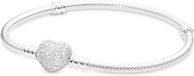 PANDORA Sterling Silver Heart Clasp Bracelet with Cubic Zirconia, 6.3 IN