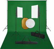 vidaXL Fotostudioset met softboxlampen, achtergrond en reflector