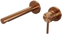 Brauer Copper Edition Inbouw Wastafelmengkraan met Rechte Uitloop en Rozetten Model A1 Koper Geborsteld PVD