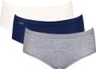 Sloggi Women Basic+ Midi (3-pack) - dames slip - wit - donkerblauw - grijs