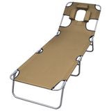 VidaXL Lounge Tuinstoel Gecapitonneerde Zitting Polyester Taupe