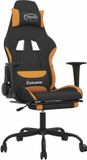 vidaXL Gamingstoel met voetensteun en massagefunctie, stof, zwart en oranje