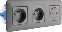 Zenitech - Home blok met 8 stopcontacten 16A 2P+T met schakelaar en extra platte stekker - Zilver - 1,5m