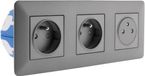 Zenitech - Home blok met 8 stopcontacten 16A 2P+T met schakelaar en extra platte stekker - Zilver - 1,5m