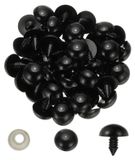 OEM 100 veiligheidsogen, 18 mm, kunststof, zwart, met ringen