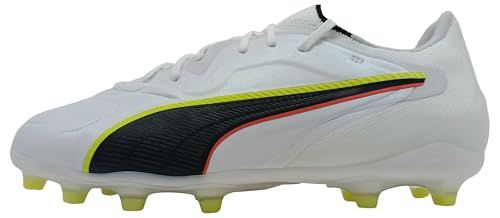 PUMA Unisex King 20 PRO FG/AG voetbalschoen, wit-gloeiend rood-geel alarm, 10 UK, Puma Wit Gloeiend Rood Geel Alert, 44.5 EU