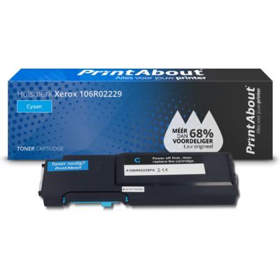 PrintAbout Huismerk Xerox 106R02229 Toner Cyaan - Compatibel