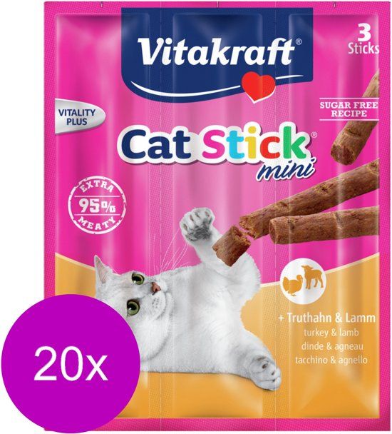 VITAKRAFT Cat-Stick Mini Kalkoen Met Lam - 20 stuks