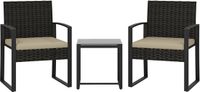 Outsunny Rattan Bistro Set - Staal - Bruin