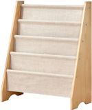 Flokoo Kinderboekenkast - 76 x 62 x 28 cm - Bruin - Hout met Linnen