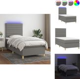 vidaXL Boxspringbed met matras en LED-verlichting, donkergrijs, 90x190 cm, gestoffeerd