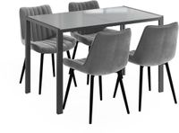 Vicco Table à manger Grand, Gris, 120 x 70 cm avec 4 chaises (gris)