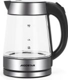 Aigostar Chubby Elektrische Waterkoker - Glas & RVS - 1.7L - 2200W - LED - Waterniveau Indicator