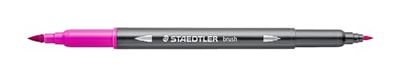 STAEDTLER Aquarel dubbele viltstiften design Journey, magenta, fijne punt en flexibele penseelpunt, wateroplosbaar, 10 magenta viltstiften, 3001-20