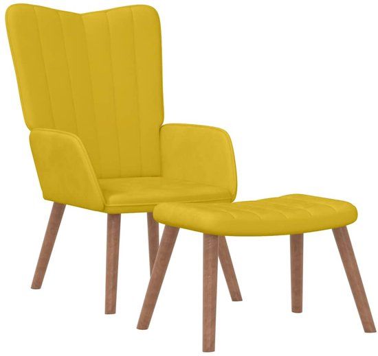 vidaXL Relaxstoel met voetenbank fluweel mosterdgeel