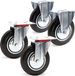 Wiltec Kit de 4 Roulettes – Ø 200 mm – Capacité 150 kg – 2x Roulette pivotante, 2 x Roulette fixe – Roue en caoutchouc avec Plaque de montage Jante métallique – Dispositif de transport, diable