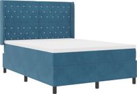vidaXL Boxspringbed met matras en hoofdbord, blauw, 140 x 190 cm, fluweel