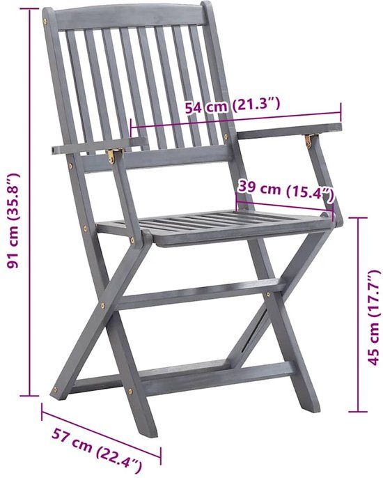 vidaXL Tuinstoelen 8 st inklapbaar met kussens massief acaciahout