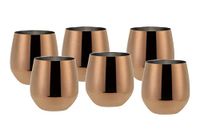 ECHTWERK Set van 6 wijn- en waterglazen, roestvrij staal, koperen editie, 500 ml, 10 x 9.5 cm