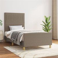 vidaXL Cadre de Lit avec Tête de Lit Sommier à Lattes Lit Rembourré Cadre à Lattes Lit Simple Adulte Meuble de Chambre Taupe 90x190 cm Tissu