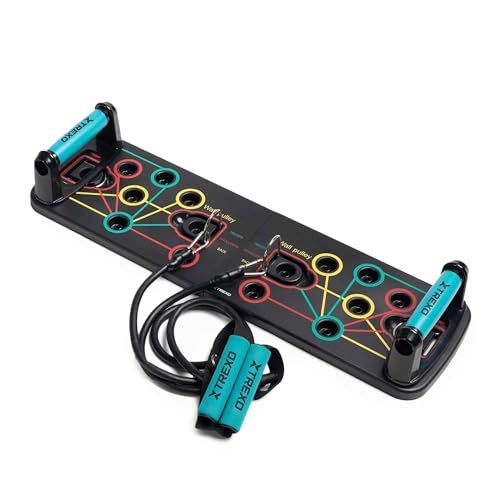 TREXO Push-upboard multifunctioneel in zwart kleurgecodeerd push-up board fitnessapparaat van ABS en TP Comapect 66 x 20 x 2 cm veelzijdige krachttraining antislip handgrepen