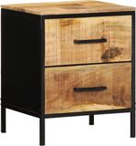 vidaXL Nachtkastje Bruin en Zwart 40 x 35 x 50 cm Massief Mango Hout
