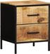 vidaXL Nachtkastje Bruin en Zwart 40 x 35 x 50 cm Massief Mango Hout