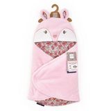 DOUDOU ET COMPAGNIE Knuffelnest BOH'AIME FAON - Pluche deken roze/bloem - autostoel, Cosi, kinderwagen - baby 0-6m - 69cm - geboortecadeau - DC4031