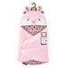 DOUDOU ET COMPAGNIE Knuffelnest BOH'AIME FAON - Pluche deken roze/bloem - autostoel, Cosi, kinderwagen - baby 0-6m - 69cm - geboortecadeau - DC4031
