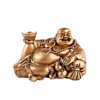Lachineuse Lange Lachende Grote Boeddha Beeldje - Gouden Hars Standbeeld 14 cm