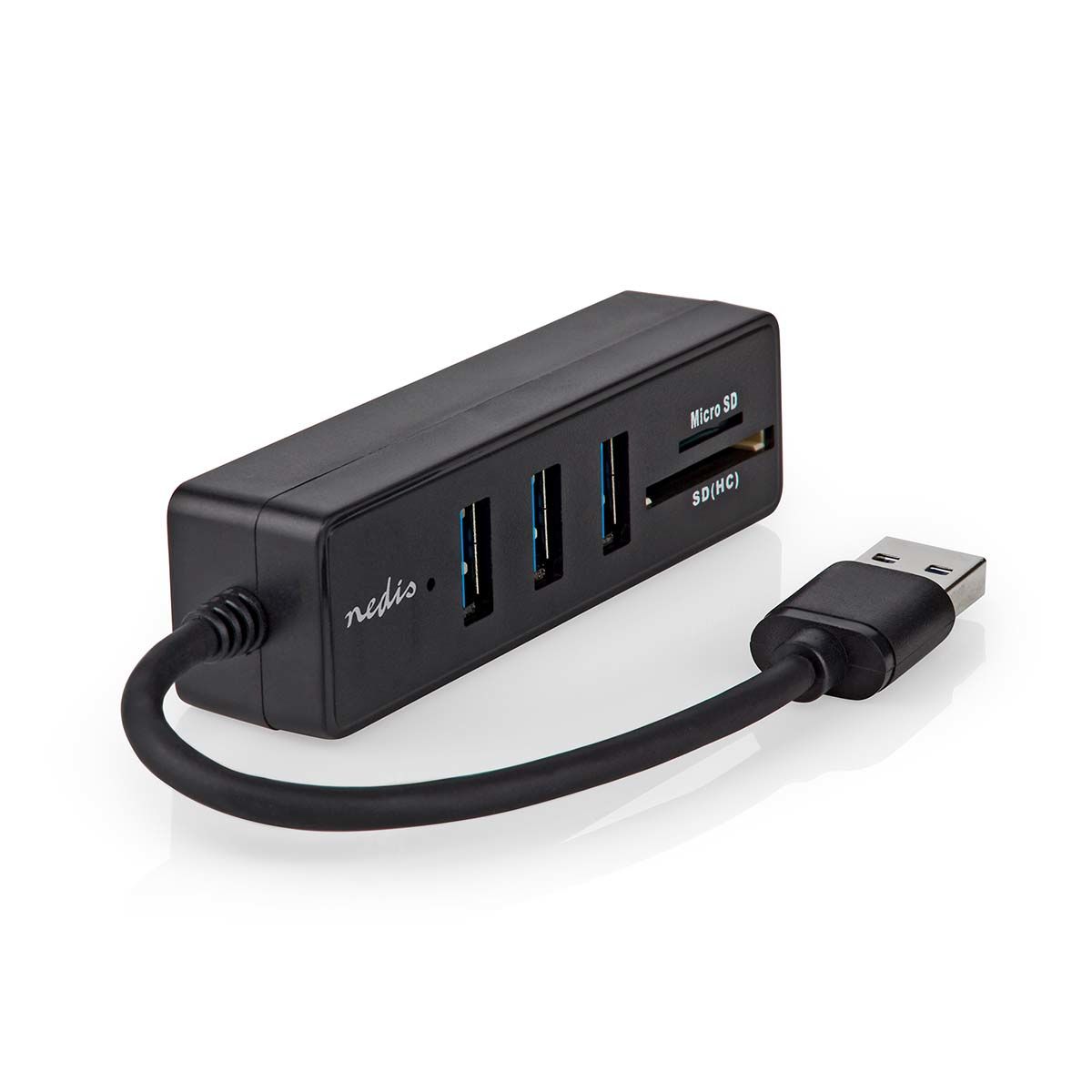 Nedis USB Hub - 5-in-1 - USB 3.2 Gen 1 - SD/MicroSD Card Reader - Black