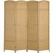 Pangivo Paravent 4 Panneaux Pliable Séparateur De Pièce En Bois Et Tissu Tressé Naturel 160 x 170 cm