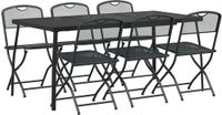 vidaXL - Buitenmeubels - set - 7 - st - Antracietkleurig - Ijzer - en - Staal