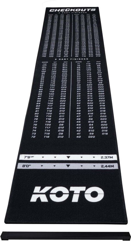 KOTO darts KOTO - Oche Carpet Checkout Dartmat Zwart 285 x 60 cm + Oche Score Indicator - Antislip