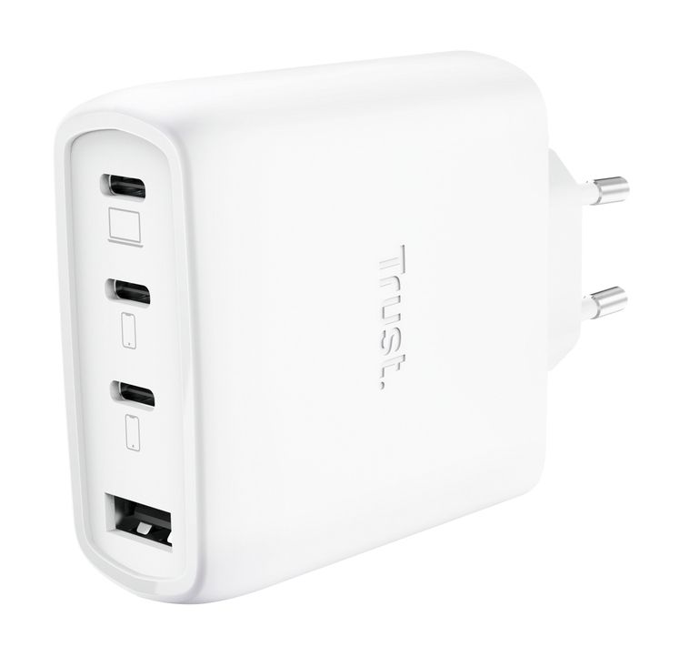 Trust Maxo 65W Universele Laptoplader - USB-C oplader – 65W vermogen – 4 poorten - 2 m kabel - Wit
