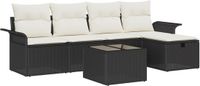 vidaXL Tuinbank Set 2-zits Polyrattan Zwart