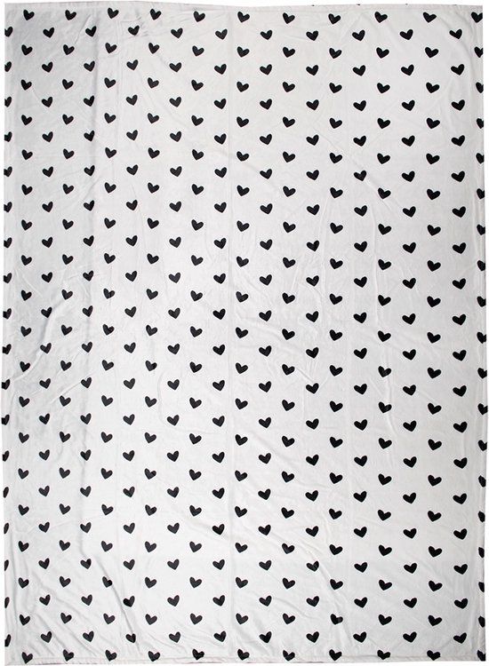 Clayre & Eef Plaid 130x170 cm - Wit Zwart Polyester Deken