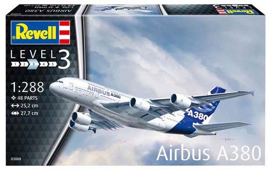 Revell Modelbouwpakket Vliegtuigen - 03808 Airbus A380 Plastic - 1:288