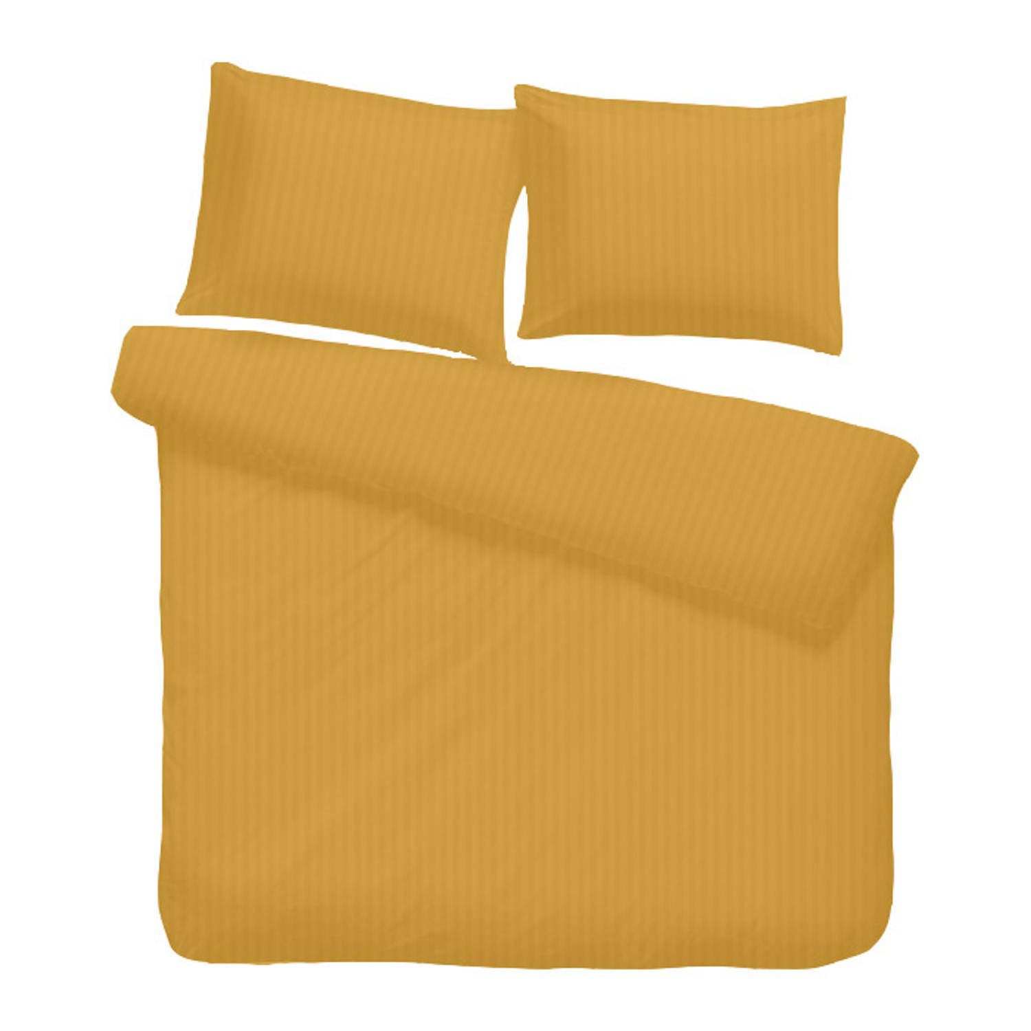 iSleep dekbedovertrek satijnstreep - donker geel - lits-jumeaux 240x200/220 cm