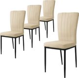 ML-design Eetkamerstoel set van 4 taupe fluweel metalen poten
