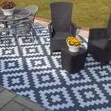Valiant Waterdicht buitentapijt voor tuin, terras en terras, geometrisch grijs, 2,7 x 1,8 m
