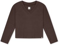 Schiesser Sweatshirt Dames V-hals Lange Mouw Effen Modal Polyester Elastaan Donkerbruin