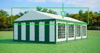 Tente de réception toit 5x8 m - PVC 500 g/m², hauteur latérale 2 m, sans armature - Vert-blanc