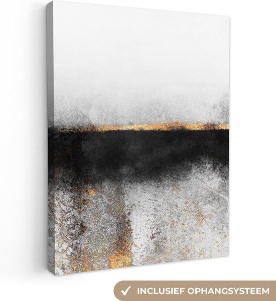 OneMillionCanvasses Canvas Schilderij Goud - Abstract - 30x40 cm - Modern - Wanddecoratie