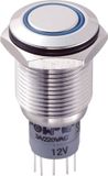 TRU COMPONENTS Vandalismebestendige druktoets 250 V/AC 3 A 2x aan/(aan) Moment Blauw RVS 1 stuk(s)
