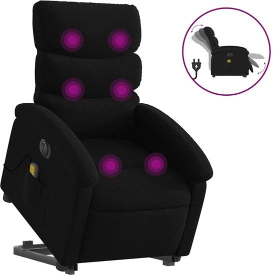 VidaXL Sta-op-massagestoel elektrisch verstelbaar stof zwart