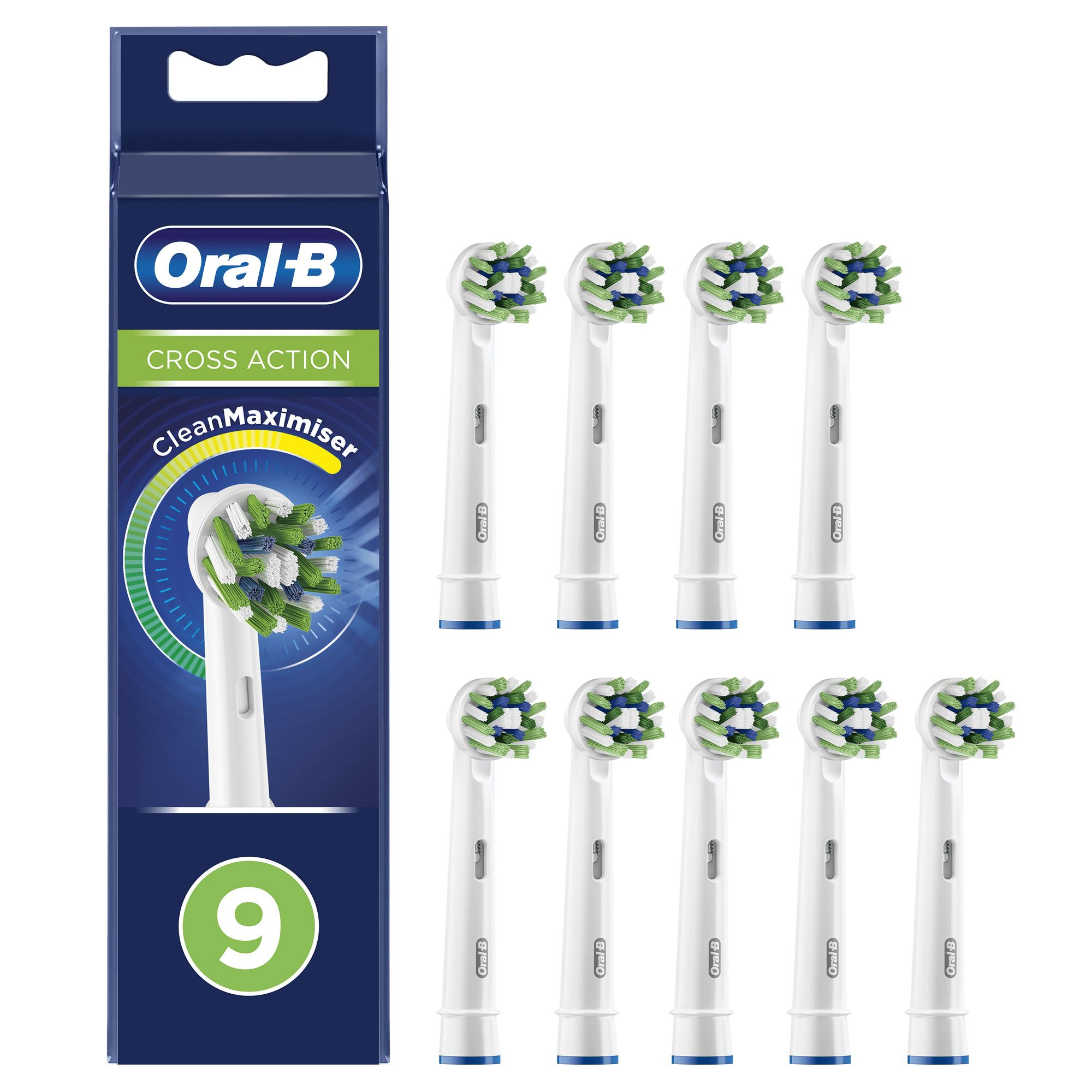 Oral-B CrossAction Opzetborstel Met CleanMaximiser-technologie, Verpakking Van 9 Stuks