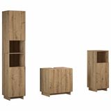 vidaXL Badkamerkast - set - 3 - st - Artisan - eiken - Bewerkt - hout