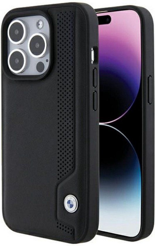 BMW Back Cover for Apple iPhone 15 Pro Max - Black Leather